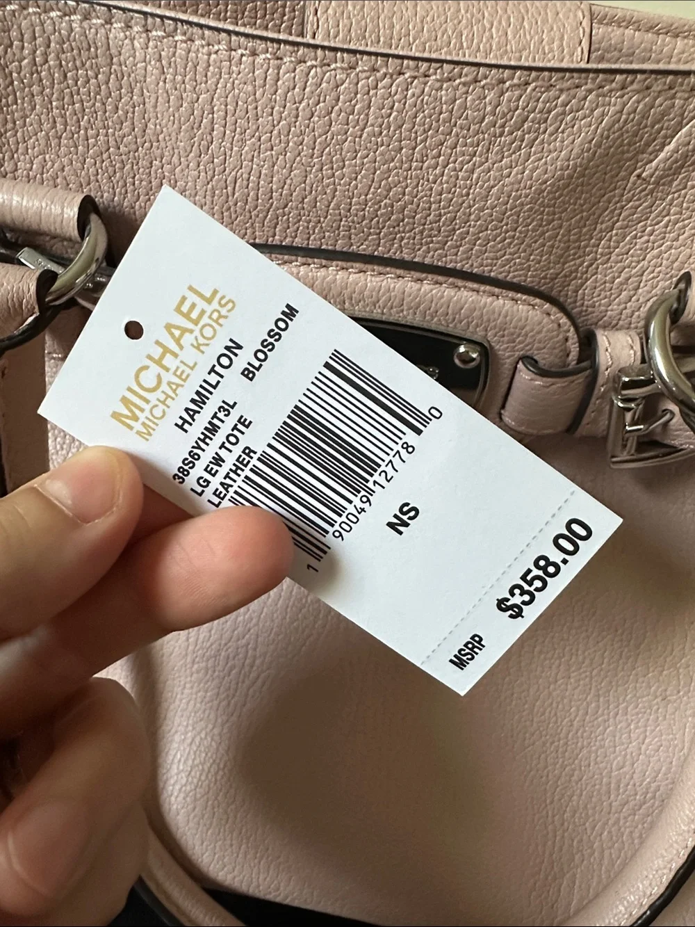 Michael Kors Blush Pink Leather Satchel with Signature Plate